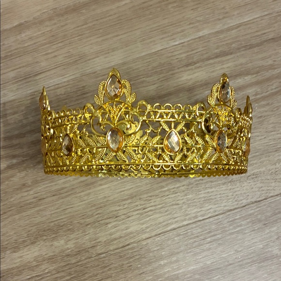 Costume Gold Crown with Amber Accents for King or Queen | Halloween, Prince - Picture 4 of 4